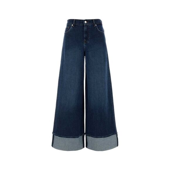 Seven For All Mankind Women Stretch Denim Marine Wide-Leg Jeans